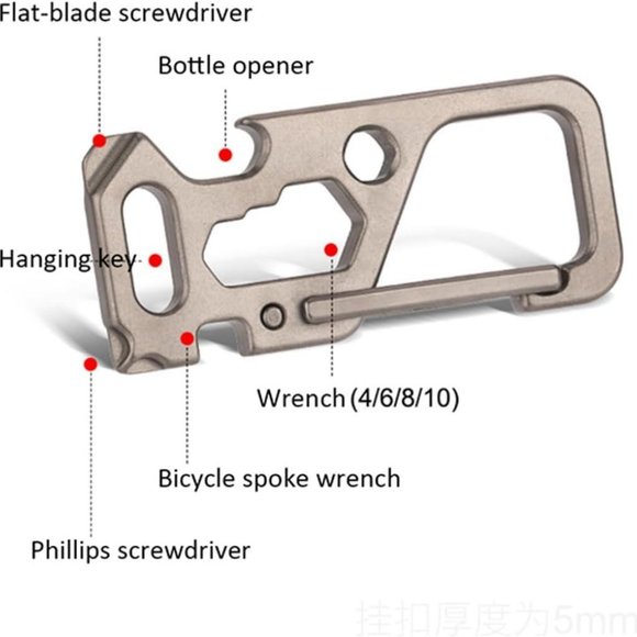 Heavy duty keychain Titanium carabiner clips Multifunctional keychain - Picture 6 of 11